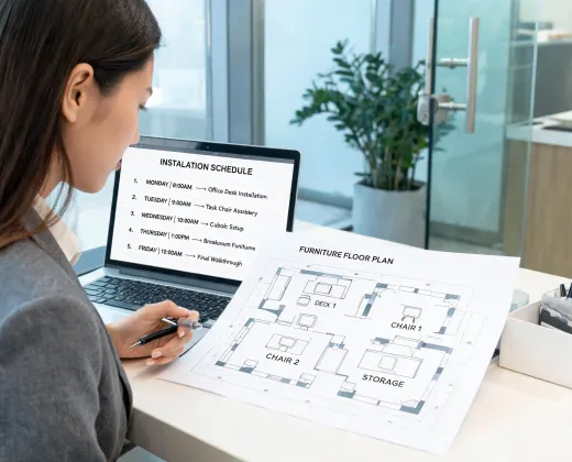 project coordinator managing furniture delivery schedule