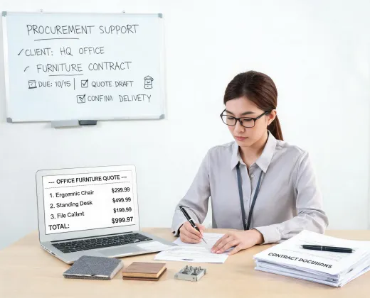 procurement support specialist preparing contract quote