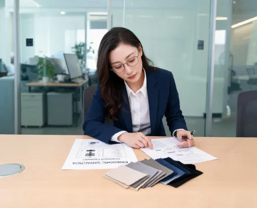 workspace consultant reviewing chair specifications